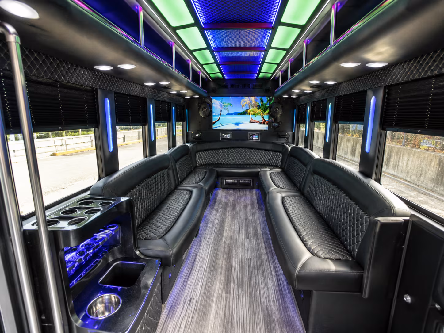 lacey 18 passenger party bus inside
