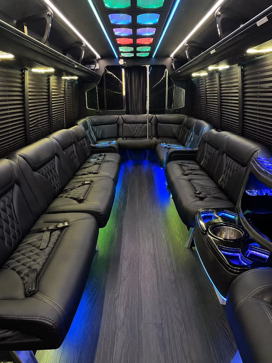 lacey 20 passenger party bus interior
