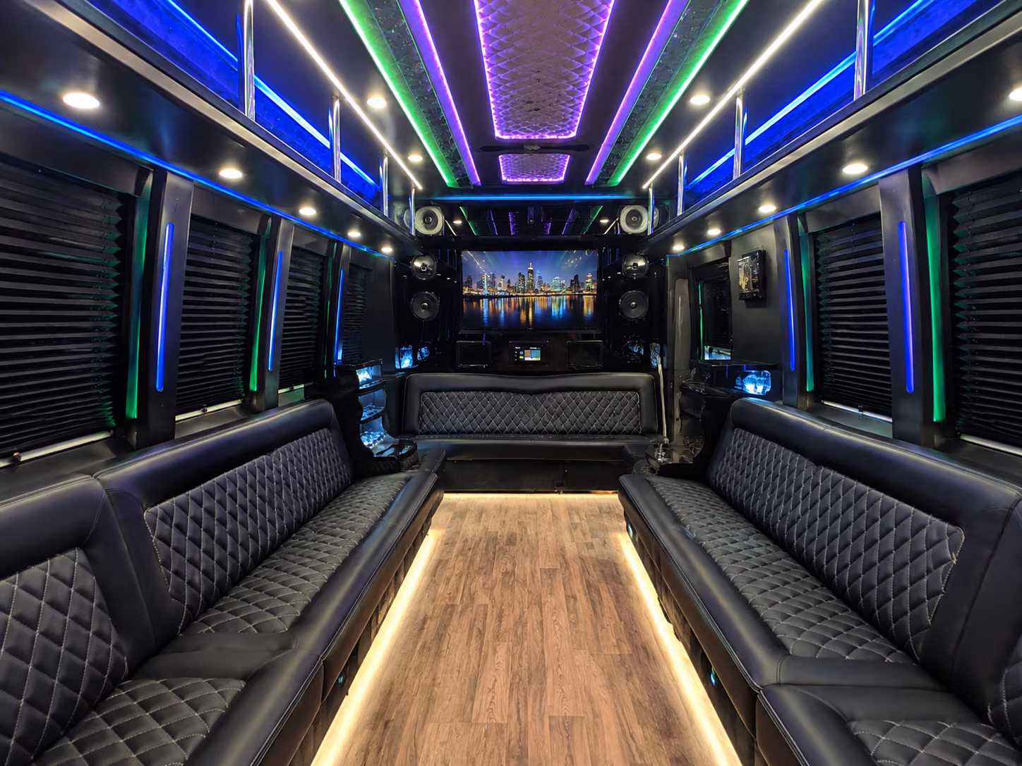 lacey 25 passenger party bus interior