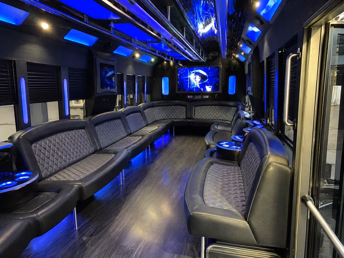 lacey 28 passenger party bus interior