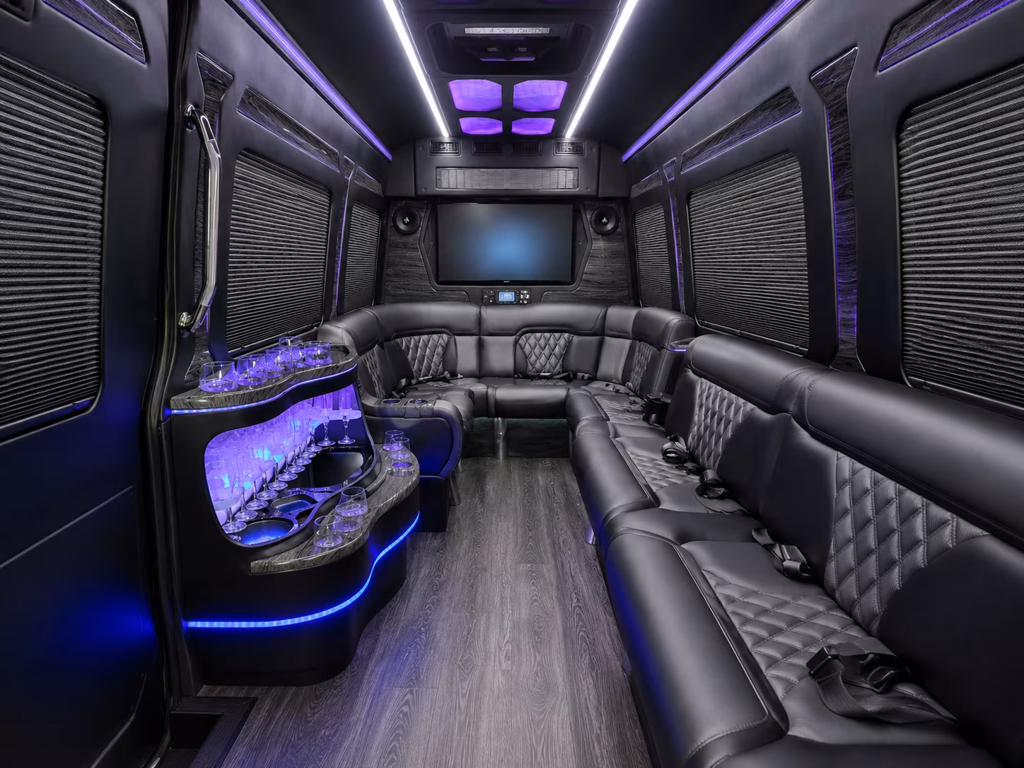 lacey 30 passenger party bus interior