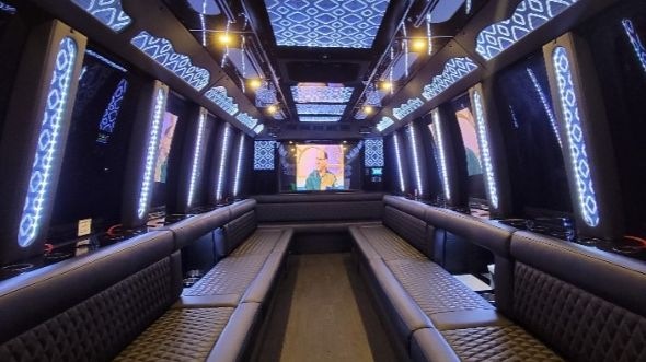 Interior of Charter Bus Company Lacey's Party Bus in Lacey